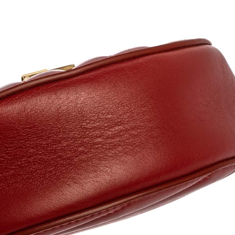 Pre Owned Chloe Red Quilted Leather Mini Drew Shoulder Bag