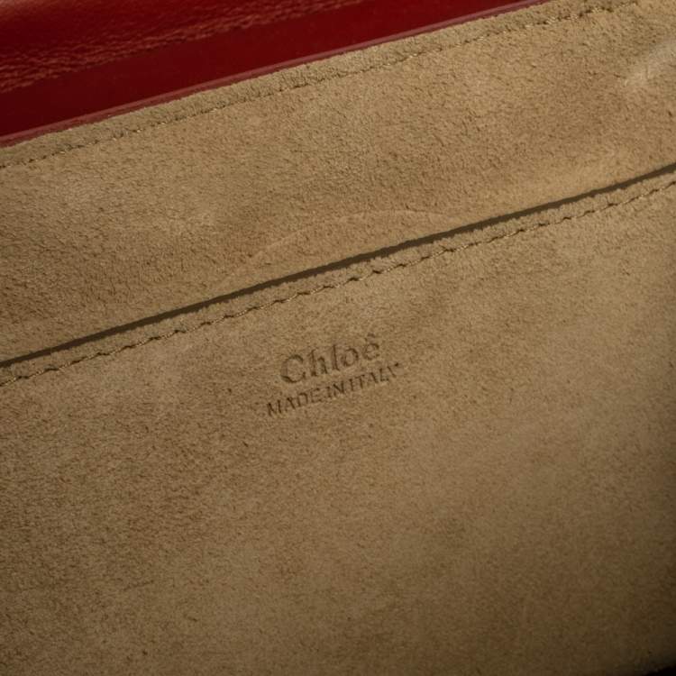 Pre Owned Chloe Red Quilted Leather Mini Drew Shoulder Bag