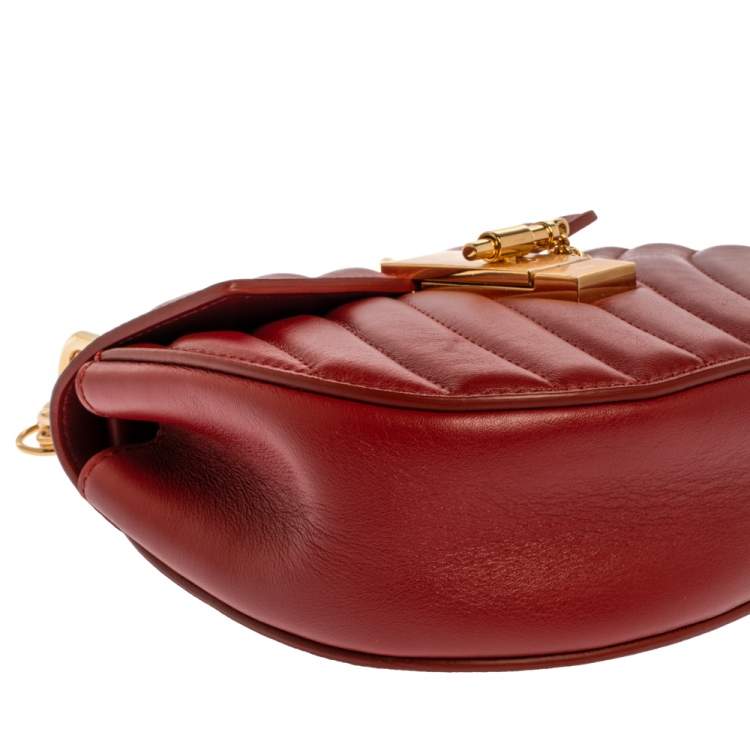 Pre Owned Chloe Red Quilted Leather Mini Drew Shoulder Bag