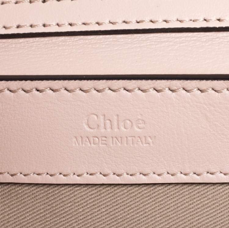 Pre Owned Chloe Pink Croc Embossed Leather Small C Double Carry Shoulder Bag