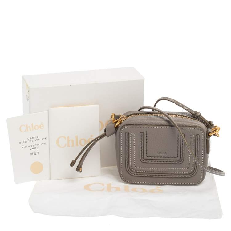 Pre Owned Chloe Grey Leather Mini Marcie Crossbody Bag