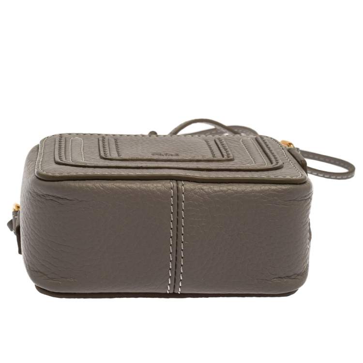 Pre Owned Chloe Grey Leather Mini Marcie Crossbody Bag
