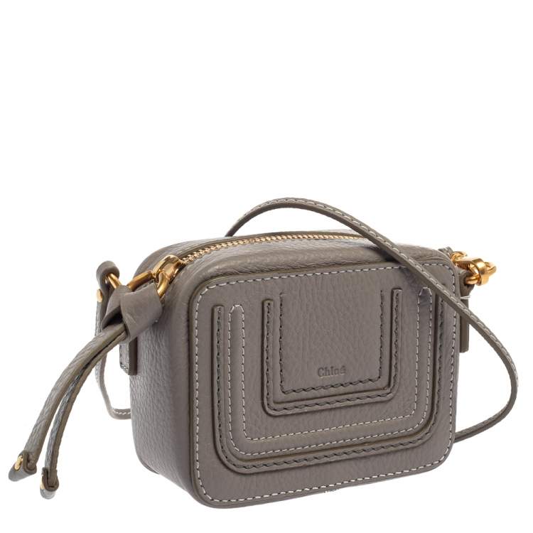 Pre Owned Chloe Grey Leather Mini Marcie Crossbody Bag