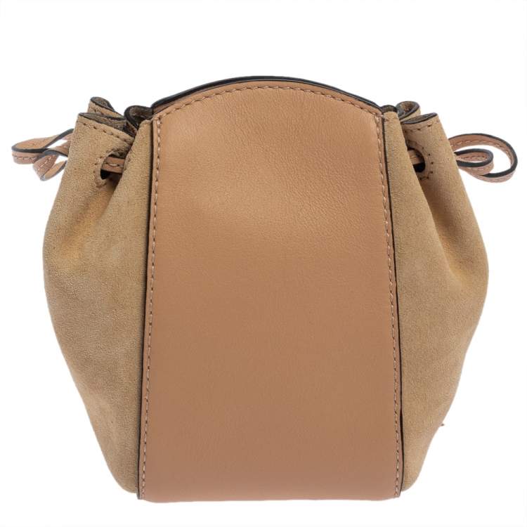 Pre Owned Chloe Beige Leather and Suede Mini Sac Fringe Shoulder Bag