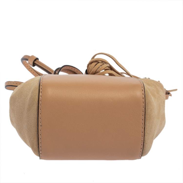 Pre Owned Chloe Beige Leather and Suede Mini Sac Fringe Shoulder Bag