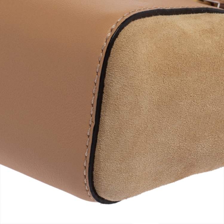 Pre Owned Chloe Beige Leather and Suede Mini Sac Fringe Shoulder Bag