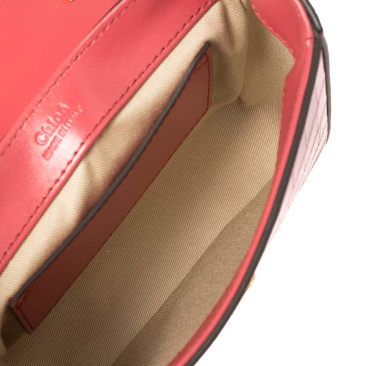 Pre Owned Chloe Multicolor Croc Embossed Leather Mini C Top Handle Bag