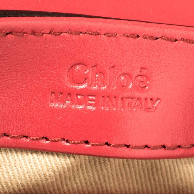 Pre Owned Chloe Multicolor Croc Embossed Leather Mini C Top Handle Bag