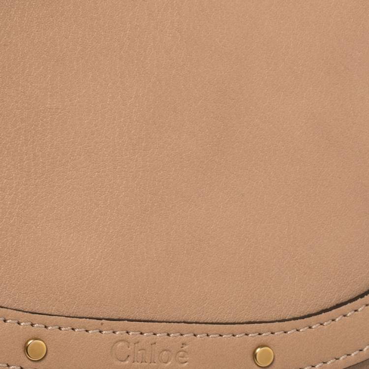 Pre Owned Chloe Beige Leather and Suede Small Nile Bracelet Shoulder Bag