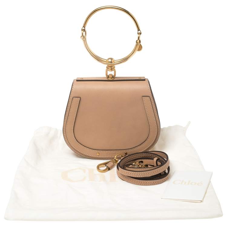Pre Owned Chloe Beige Leather and Suede Small Nile Bracelet Shoulder Bag