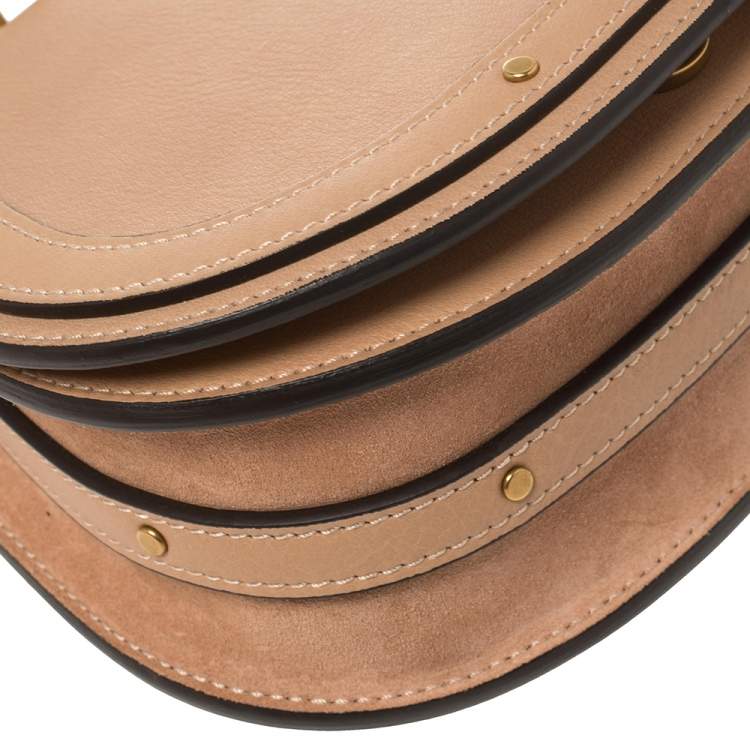 Pre Owned Chloe Beige Leather and Suede Small Nile Bracelet Shoulder Bag