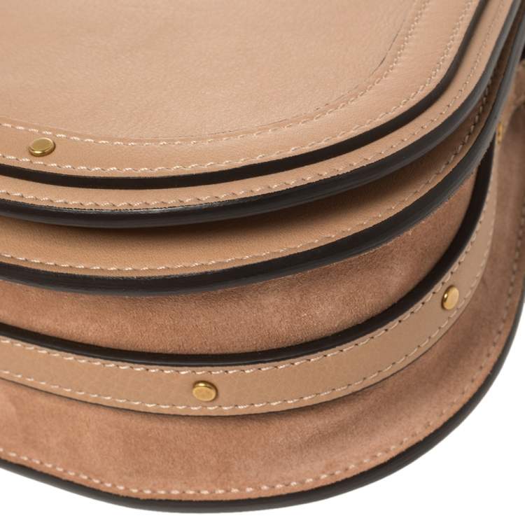 Pre Owned Chloe Beige Leather and Suede Small Nile Bracelet Shoulder Bag