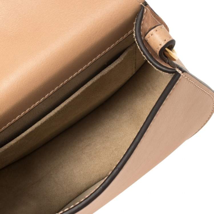 Pre Owned Chloe Beige Leather and Suede Small Nile Bracelet Shoulder Bag