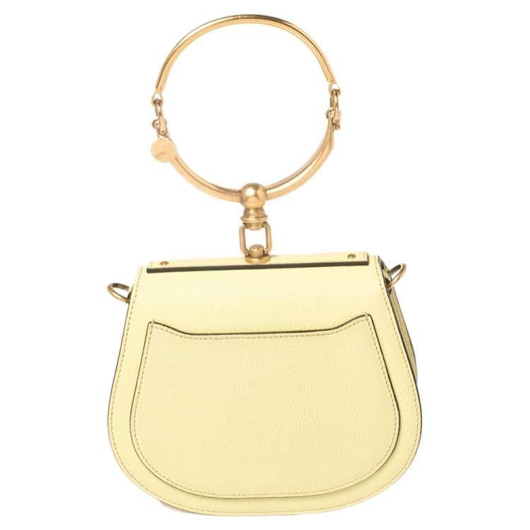 Pre Owned Chloé Yellow Leather and Suede Small Nile Bracelet Shoulder Bag