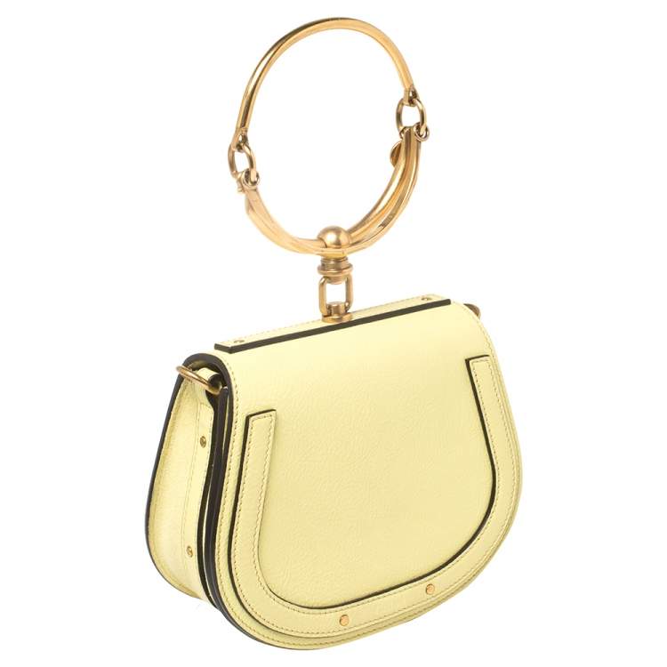 Pre Owned Chloé Yellow Leather and Suede Small Nile Bracelet Shoulder Bag