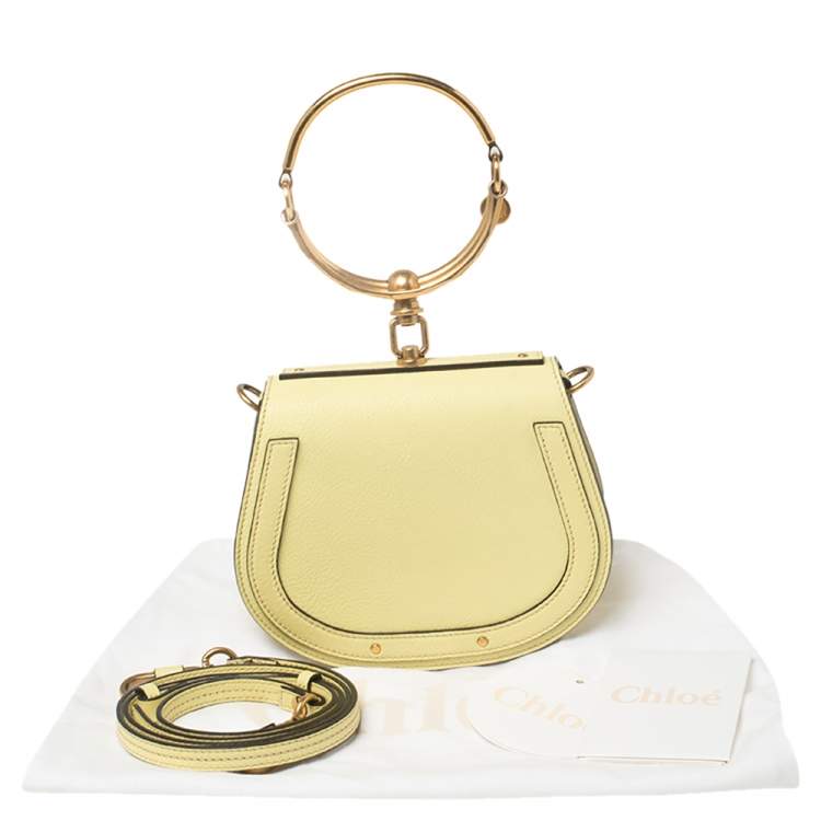 Pre Owned Chloé Yellow Leather and Suede Small Nile Bracelet Shoulder Bag