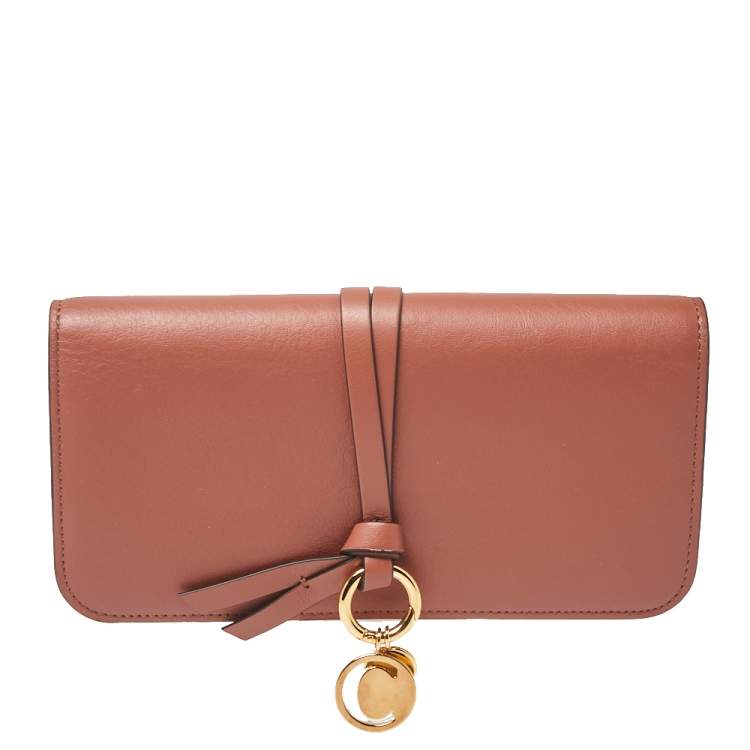 Pre Owned Chloe Tan Leather Alphabet Flap Continental Wallet