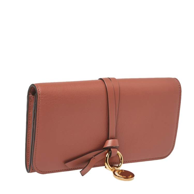Pre Owned Chloe Tan Leather Alphabet Flap Continental Wallet