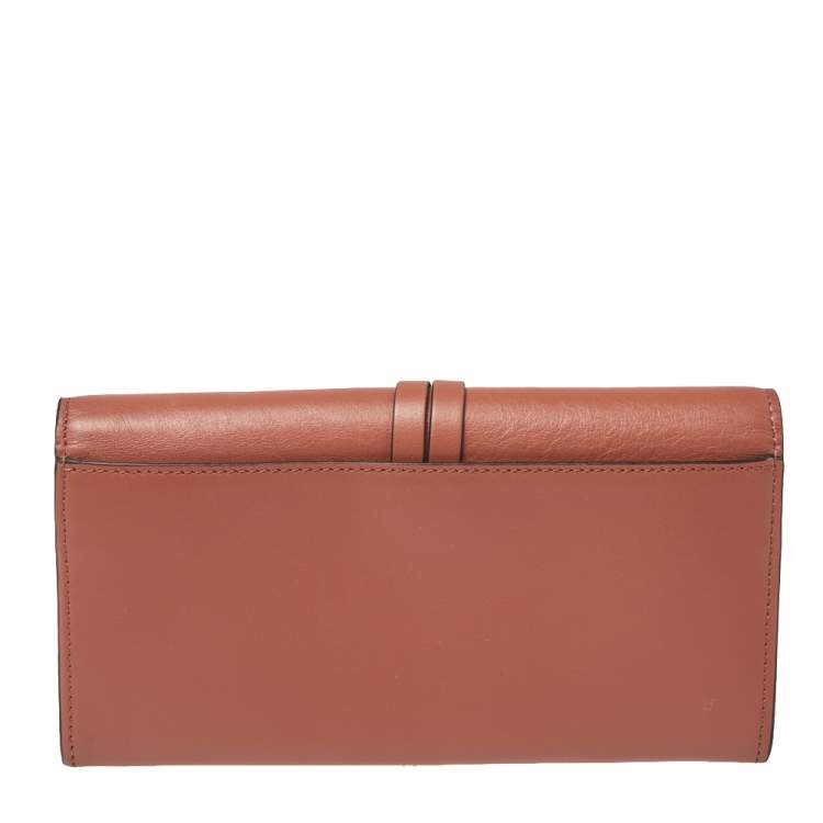 Pre Owned Chloe Tan Leather Alphabet Flap Continental Wallet