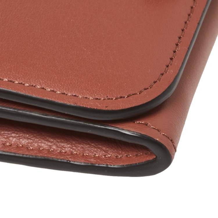 Pre Owned Chloe Tan Leather Alphabet Flap Continental Wallet
