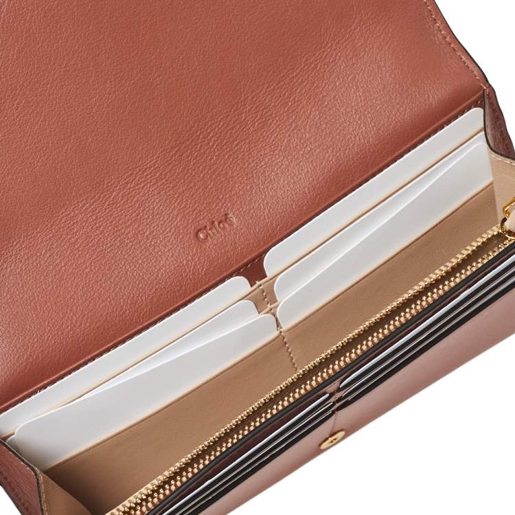 Pre Owned Chloe Tan Leather Alphabet Flap Continental Wallet
