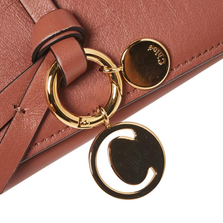 Pre Owned Chloe Tan Leather Alphabet Flap Continental Wallet
