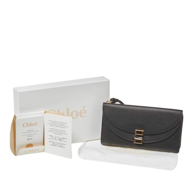 Pre Owned Chloe Black Leather Georgia Zipped Around Wallet