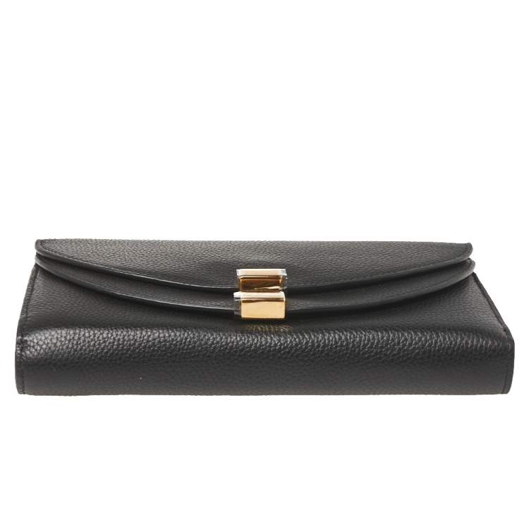 Pre Owned Chloe Black Leather Georgia Zipped Around Wallet
