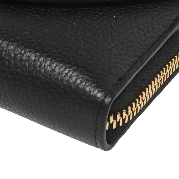 Pre Owned Chloe Black Leather Georgia Zipped Around Wallet