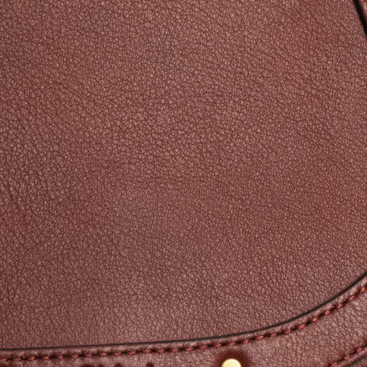 Pre Owned Chloé Dark Red Leather and Suede Small Nile Bracelet Shoulder Bag