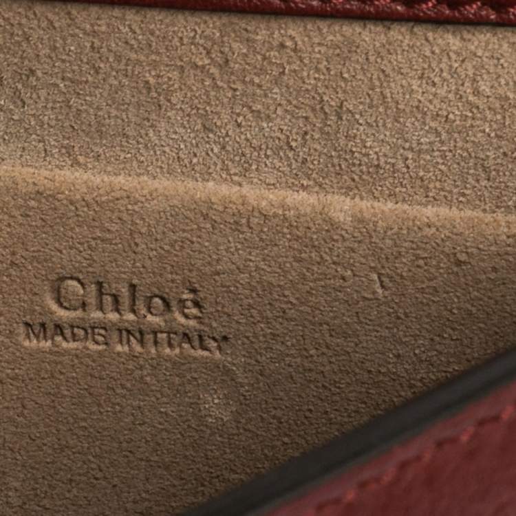 Pre Owned Chloé Dark Red Leather and Suede Small Nile Bracelet Shoulder Bag