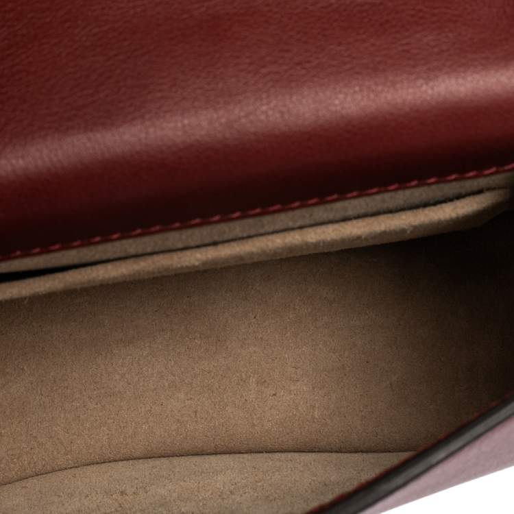 Pre Owned Chloé Dark Red Leather and Suede Small Nile Bracelet Shoulder Bag