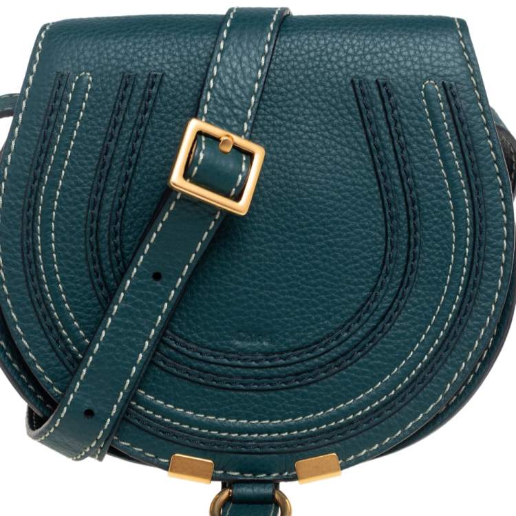 Pre Owned Chloe Green Leather Mini Marcie Crossbody Bag