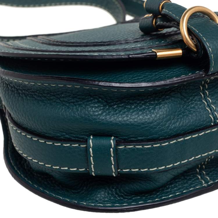 Pre Owned Chloe Green Leather Mini Marcie Crossbody Bag
