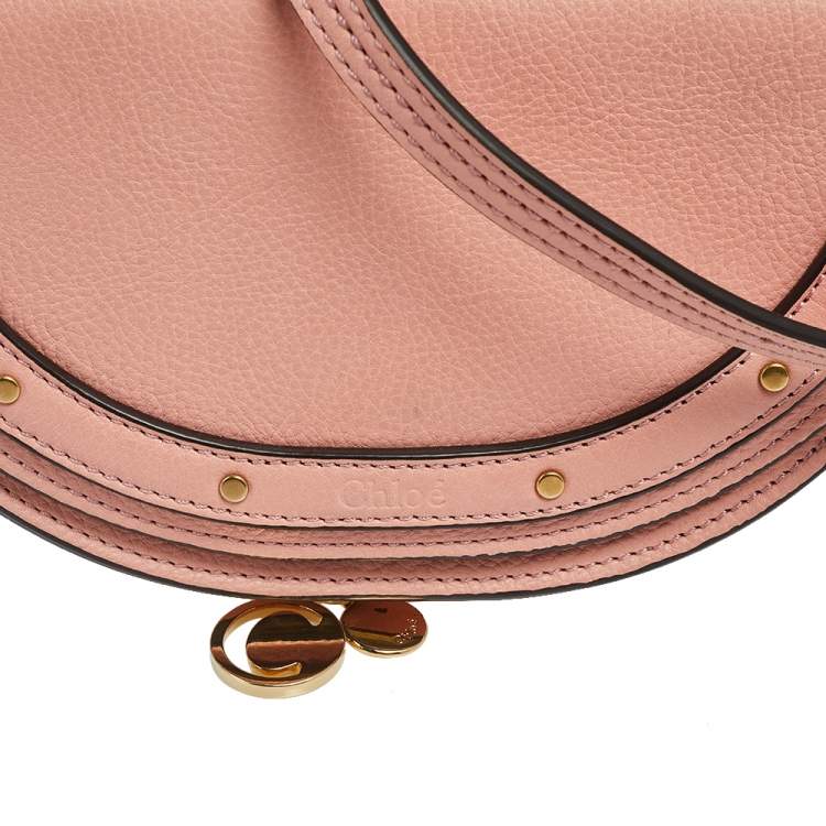 Pre Owned Chloe Coral Leather Small Nile Bracelet Minaudiere Crossbody Bag