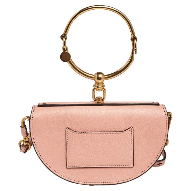 Pre Owned Chloe Coral Leather Small Nile Bracelet Minaudiere Crossbody Bag