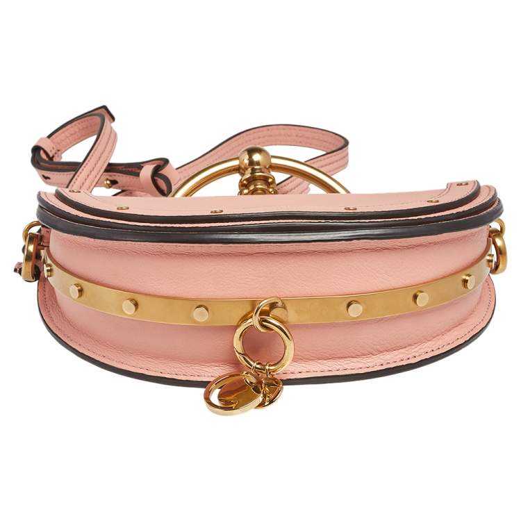Pre Owned Chloe Coral Leather Small Nile Bracelet Minaudiere Crossbody Bag