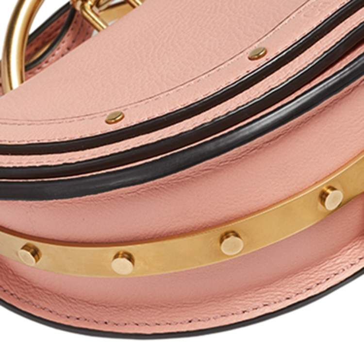 Pre Owned Chloe Coral Leather Small Nile Bracelet Minaudiere Crossbody Bag