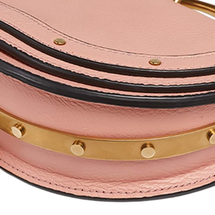 Pre Owned Chloe Coral Leather Small Nile Bracelet Minaudiere Crossbody Bag