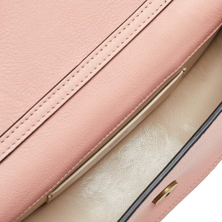 Pre Owned Chloe Coral Leather Small Nile Bracelet Minaudiere Crossbody Bag
