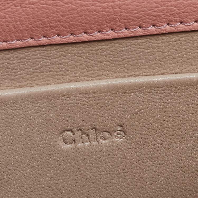 Pre Owned Chloe Coral Leather Small Nile Bracelet Minaudiere Crossbody Bag