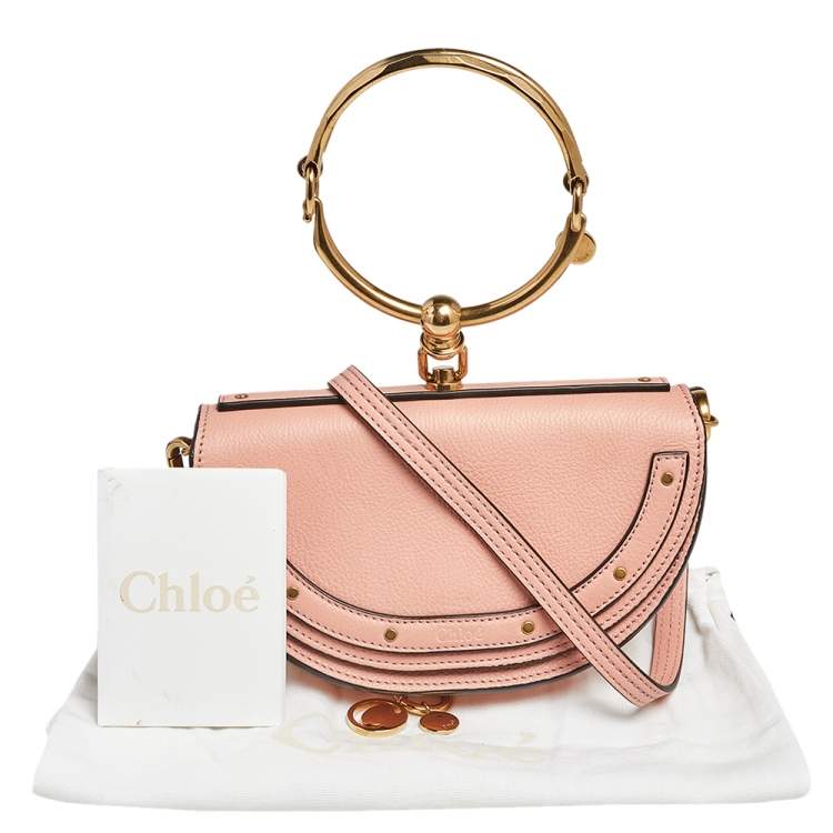 Pre Owned Chloe Coral Leather Small Nile Bracelet Minaudiere Crossbody Bag
