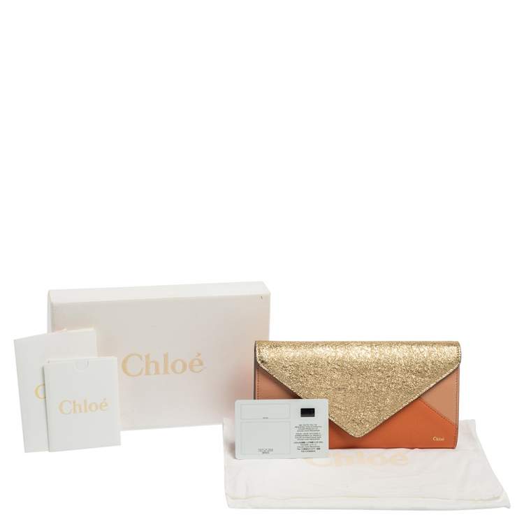 Pre Owned Chloé Multicolor Crinkled and Leather Envelope Flap Continental Wallet