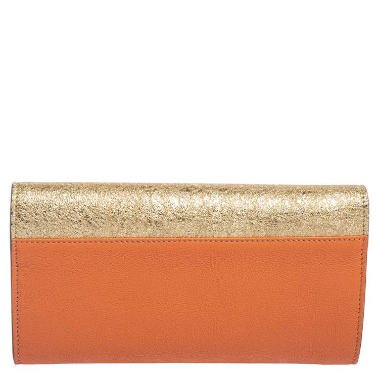 Pre Owned Chloé Multicolor Crinkled and Leather Envelope Flap Continental Wallet