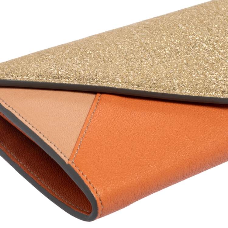 Pre Owned Chloé Multicolor Crinkled and Leather Envelope Flap Continental Wallet