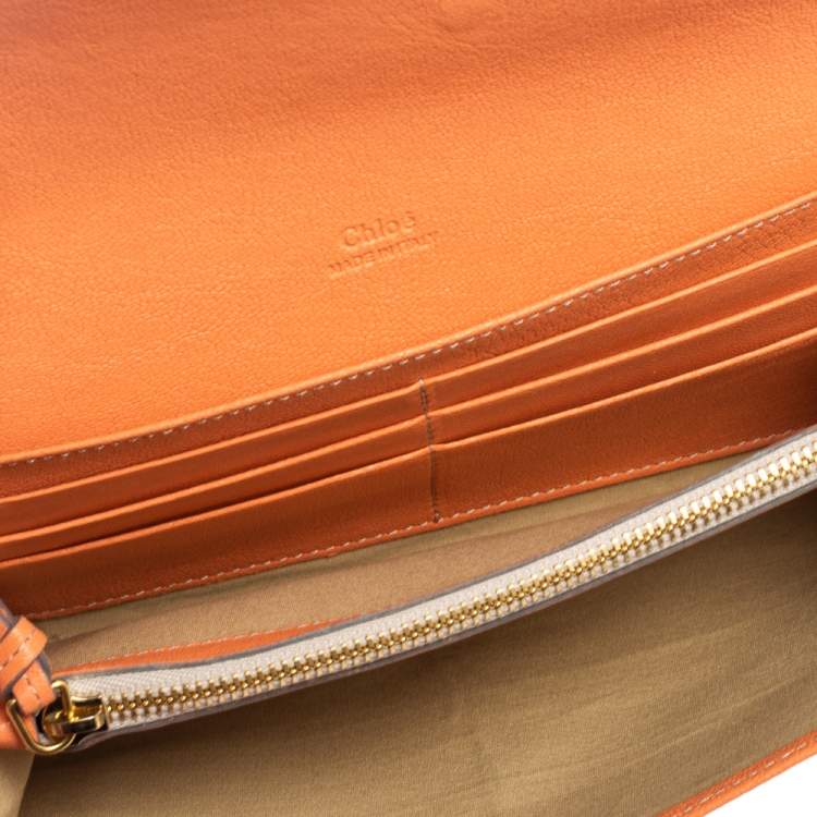 Pre Owned Chloé Multicolor Crinkled and Leather Envelope Flap Continental Wallet