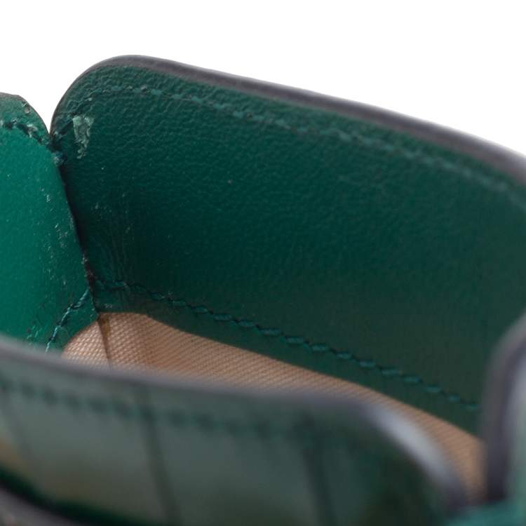 Pre Owned Chloe Green Croc Embossed Leather Card Holder