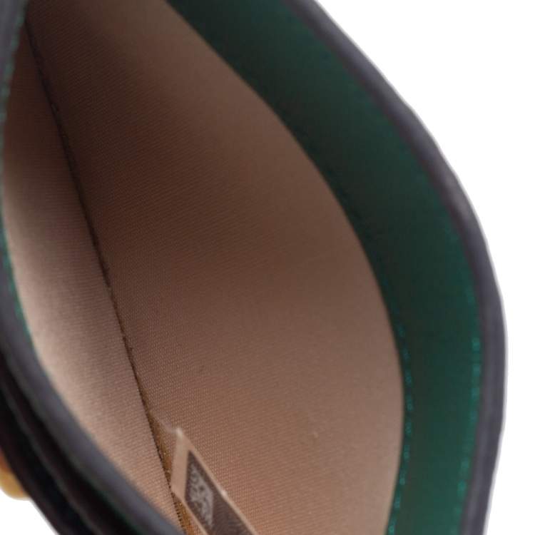 Pre Owned Chloe Green Croc Embossed Leather Card Holder