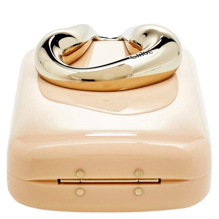 Pre Owned Chloe Sandy Beige Resin Kiss Minaudière Clutch