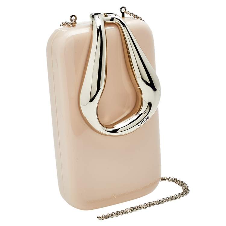 Pre Owned Chloe Sandy Beige Resin Kiss Minaudière Clutch